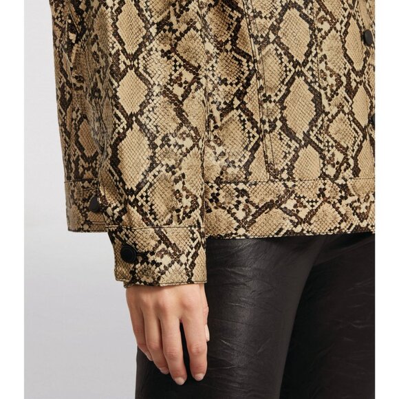 GOOD AMERICAN Neutral Snakeprint Trucker Oversized Jacket Size 2 US M NEW - Picture 3 of 3